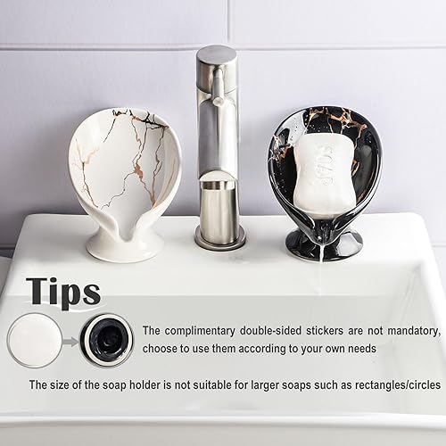 Miniatura 7 de WHJY Bandeja para jabón de mármol, forma de hoja pequeña, color negro, para baño y cocina