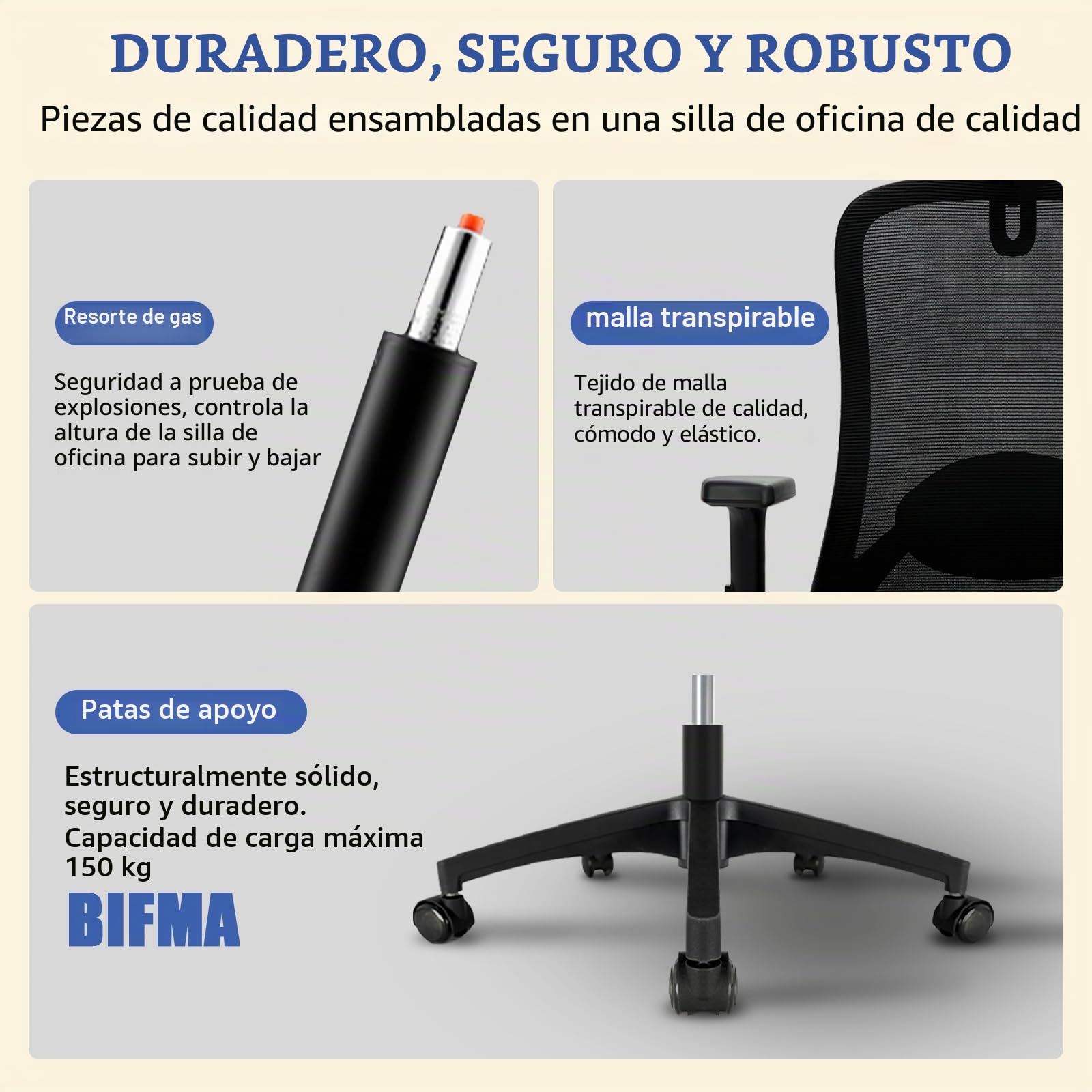 Milacyee Silla Oficina, Silla Ergonomica Escritorio, Silla Ergonómica con Reposacabezas, Reposabrazos,90°-130° Bloqueable Respaldo,Ajuste de Altura,Silla de Escritorio Capacidad de Peso 150KG