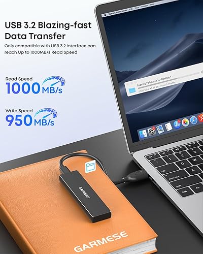 Miniatura 2 de SSD externo de 1 TB - SSD portátil USB 3.2 Gen 2 de hasta 1000 MBs de velocidad de lectura, unidades de estado sólido externas Plug-and-Play,