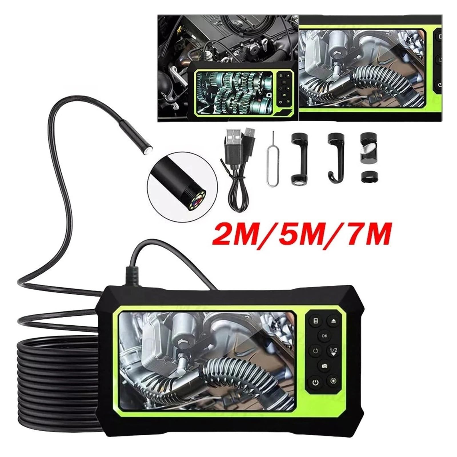 Boroskop, Przemysłowy samochodowy endoskop wideo Profesjonalna kamera inspekcyjna z boroskopem do inspekcji drenów Narzędzia hydrauliczne(7m,8mm Dual lens)