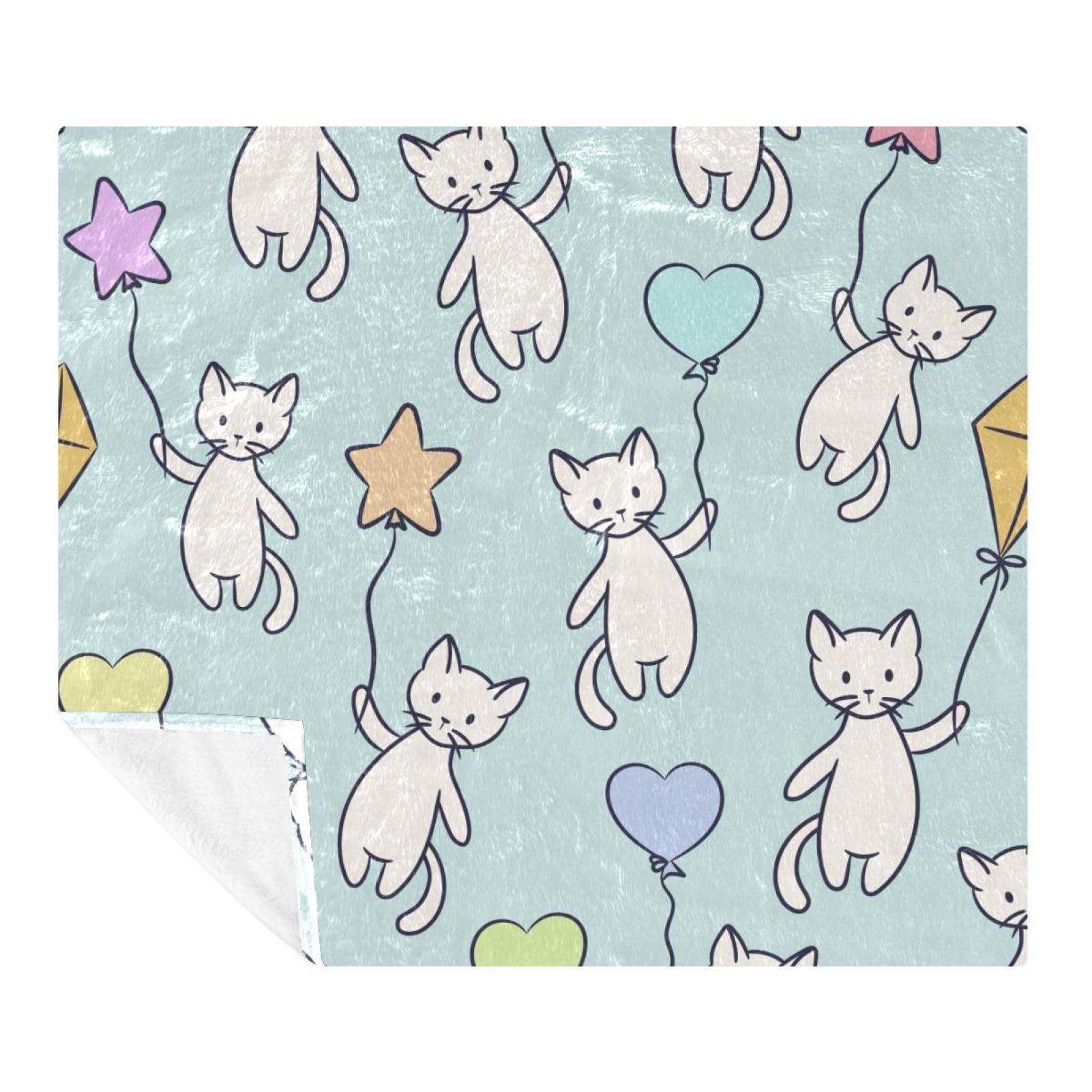 Couverture double en flanelle motif chat 150x200 cm plaid canapé peluche