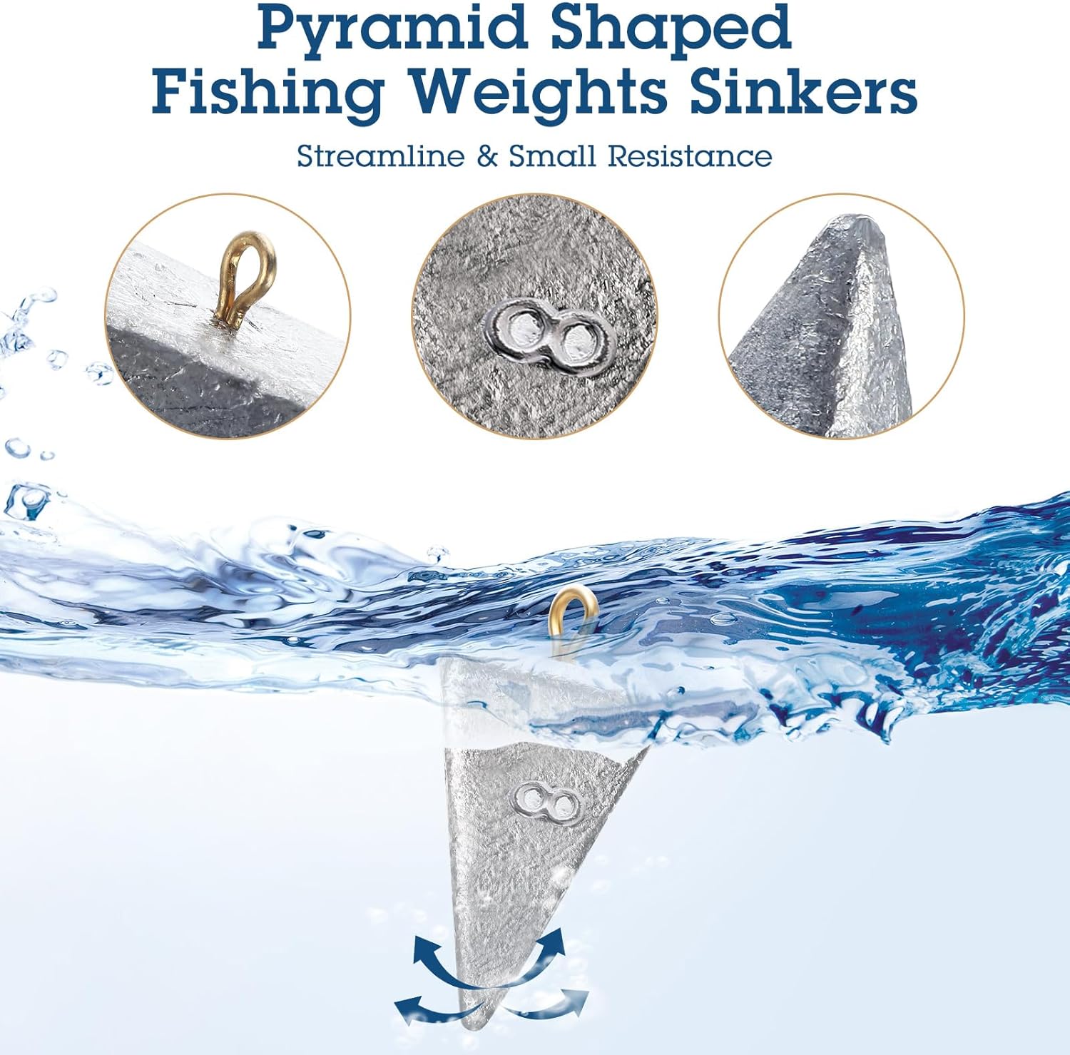 Shimeyao 18 Pieces Pyramid Sinkers Fishing Weights Triangle Fishing Sinkers Rig Pyramid Sinker for Ocean Saltwater Surf Bass Casting Gear Tackle