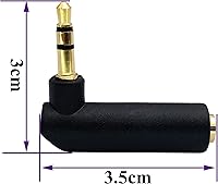 Vista 2 de Adaptador de conector de 0.138 in en ángulo recto de 90 grados, 3 polos de 0.138 in TRS Audio estéreo macho a hembra adaptador de extensión