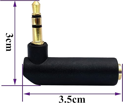 Miniatura 2 de Adaptador de conector de 0.138 in en ángulo recto de 90 grados, 3 polos de 0.138 in TRS Audio estéreo macho a hembra adaptador de extensión (2