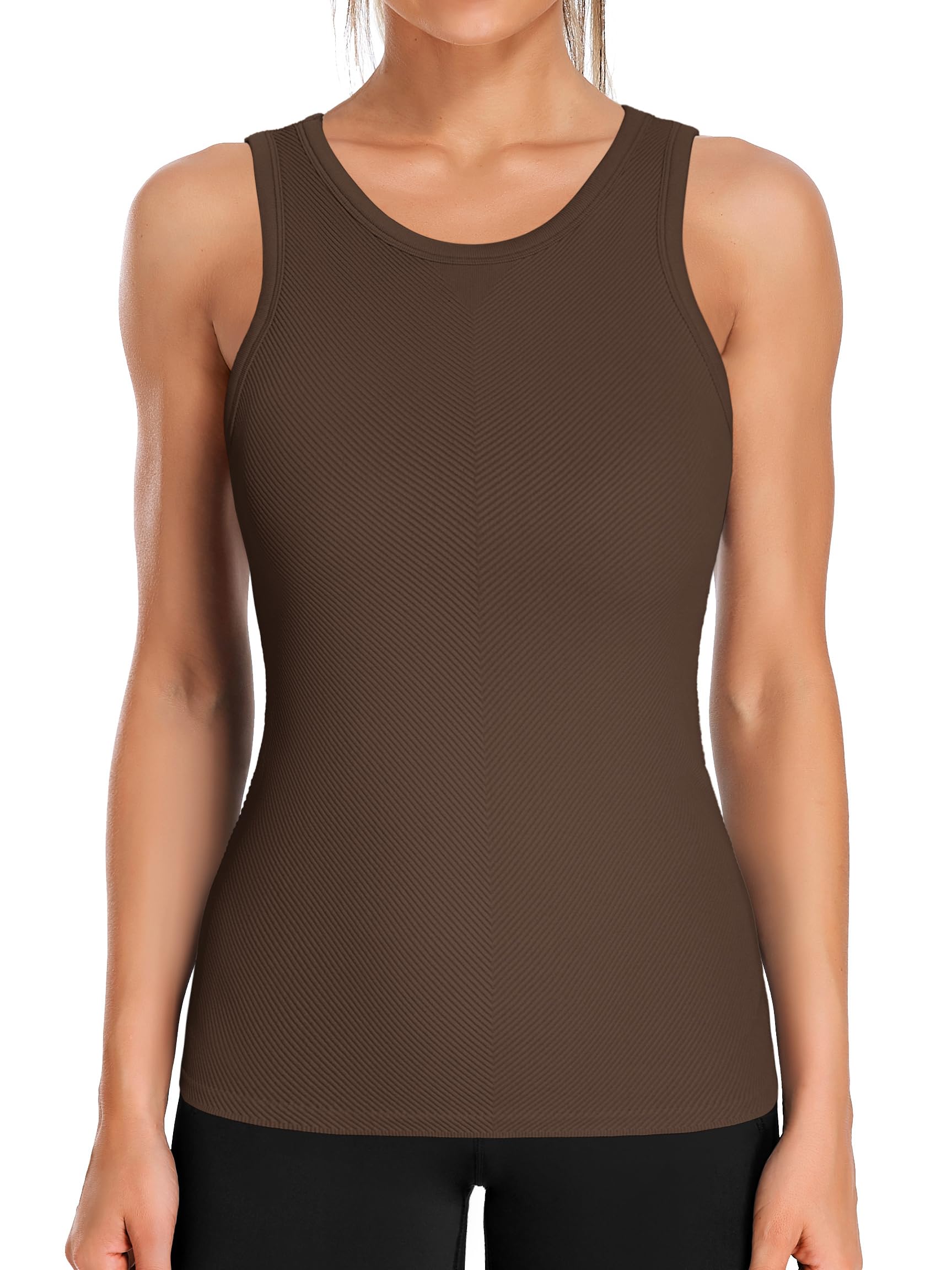 ATTRACO Ribflex Workout Tank Tops for Women Full Length Gym Athletic Top