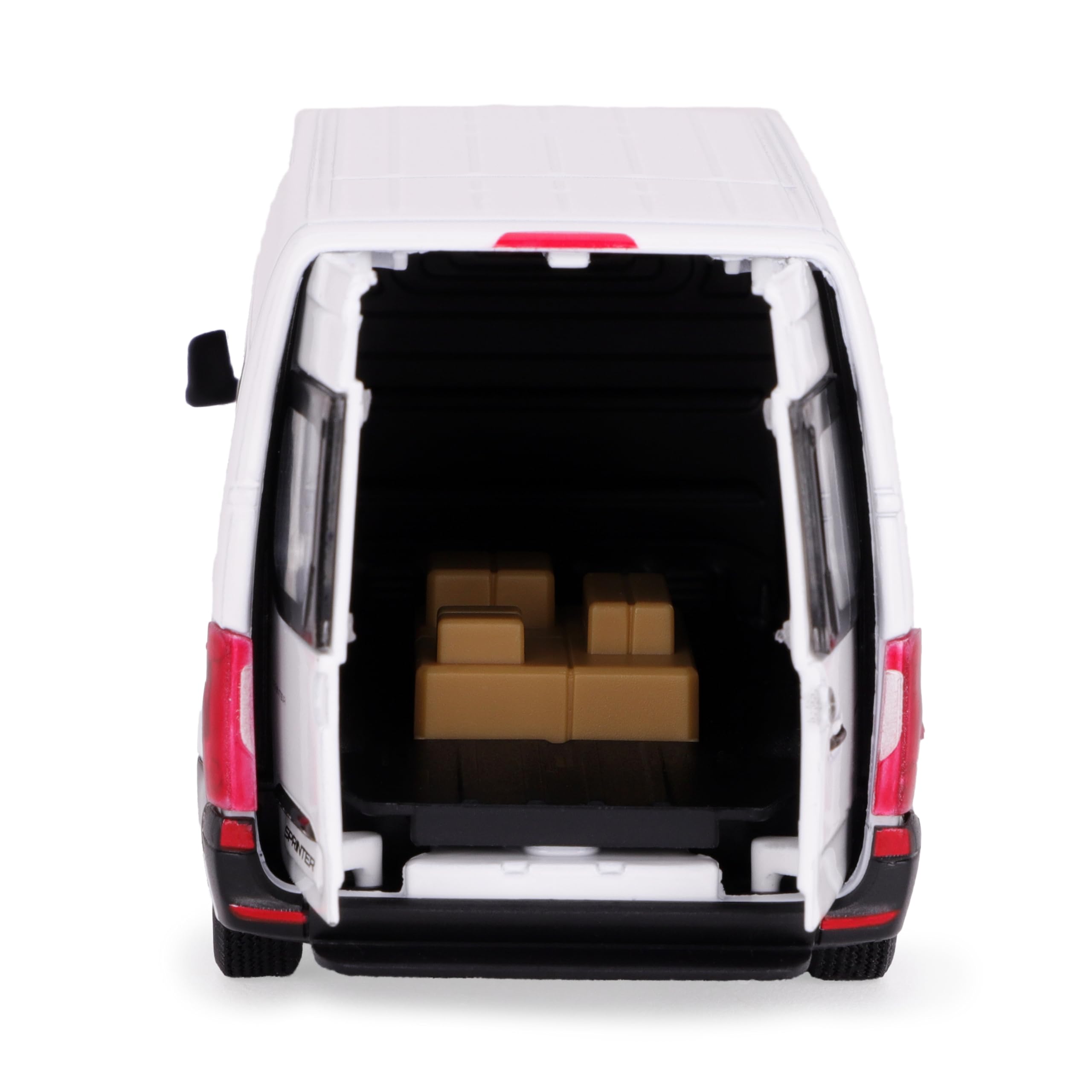 Toyland® 12 cm Pull Back & Go Die Cast Bianco Sprinter Van con porte apri e chiudi - Veicoli giocattolo - Scala 1:48
