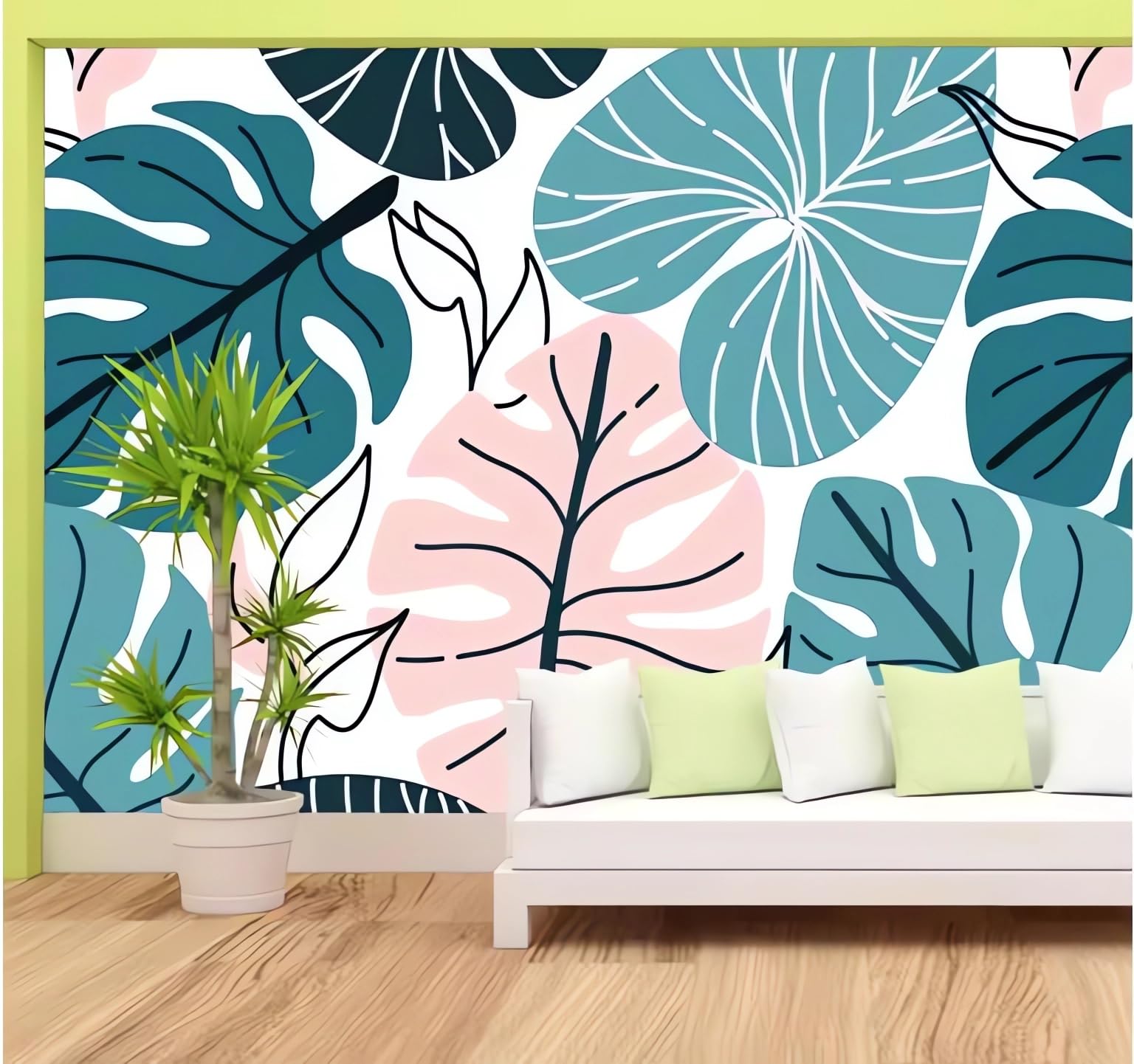 Tapety salon sypialnia tapety wystrój domu liść murale tapeta 3D, 430 x 300 cm