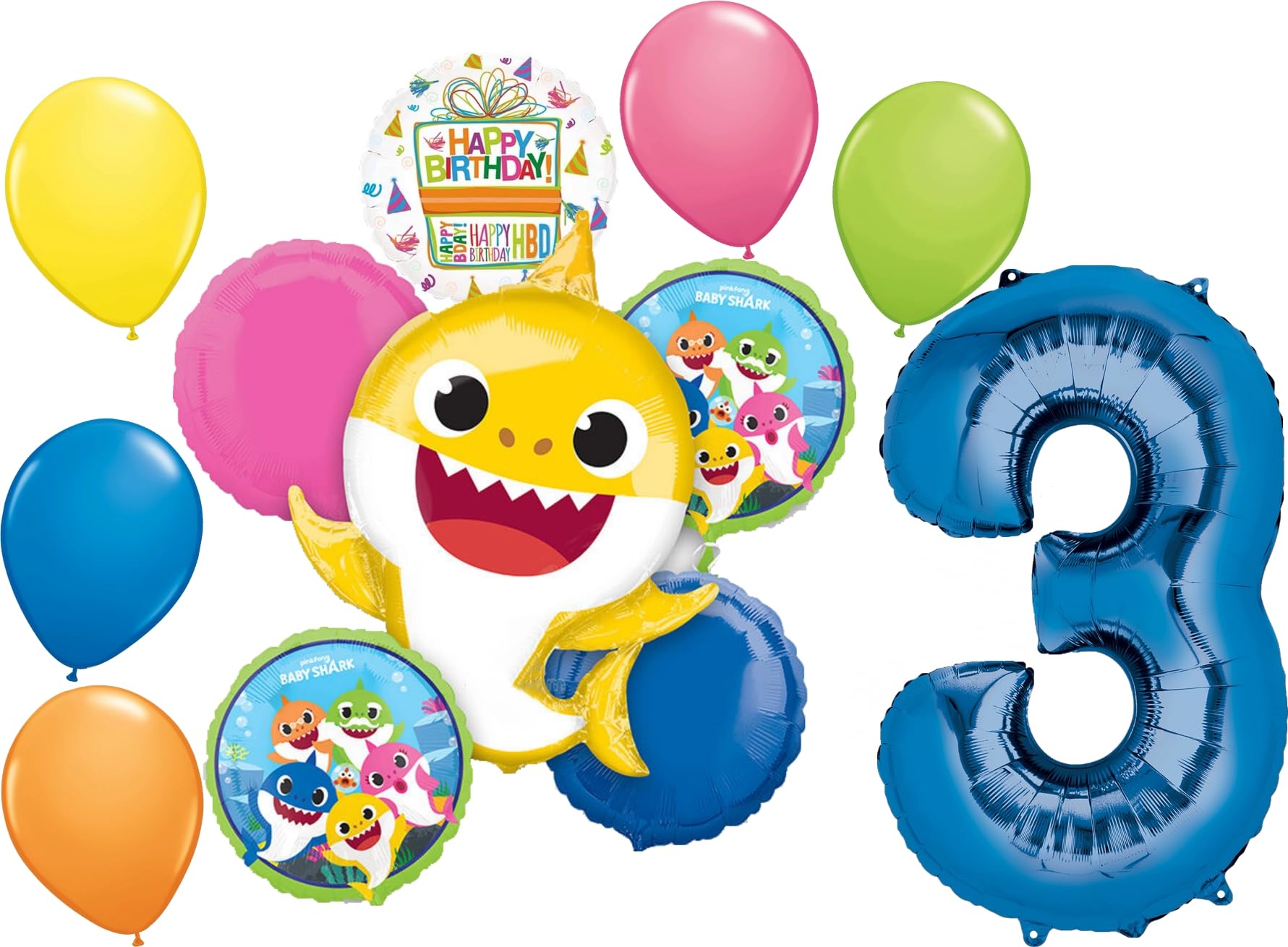 Anagram Baby Shark Boy 3rd Birthday Party Supplies Balloon Bouquet Decorations