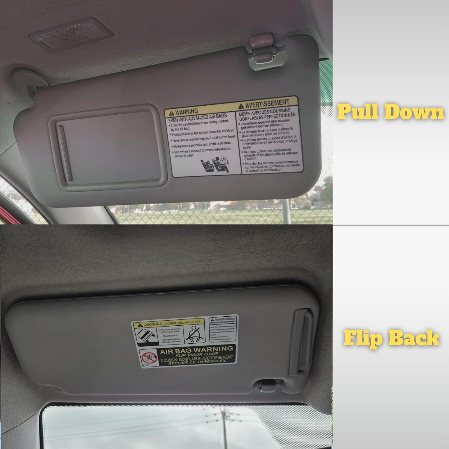 Front Left Driver Pilot Side Sun Visor with Vanity Light for Toyota RAV4 2006 2007 2008 2009 2010 2011 2012 2013 Replaces# 74320-42501-B2 74320-42500-B0 (Gray)