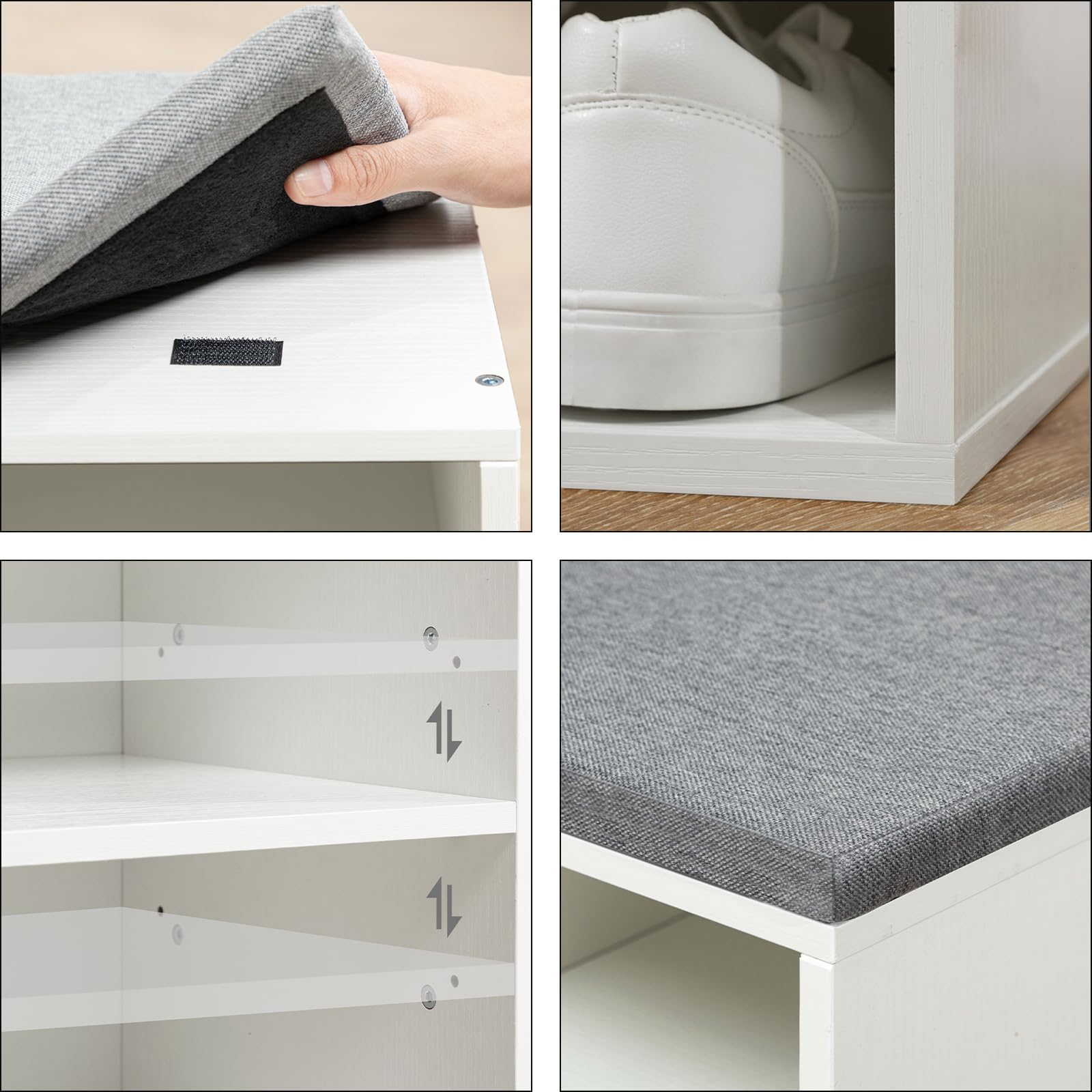 HOOBRO Schuhbank mit 10 Fächern, Schuhregal Set, Schuhregal mit gepolsterter Sitzbank mit Stauraum, Wandgarderobe mit 9 Haken, Schuhschrank für Flur, Eingangsbereich, Schlafzimmer EWT110HX01