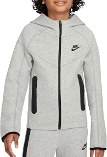 Nike Boys' B NSW Tech FLC Fz Jacket 134-140 Dk Grey Heather/Black/Black