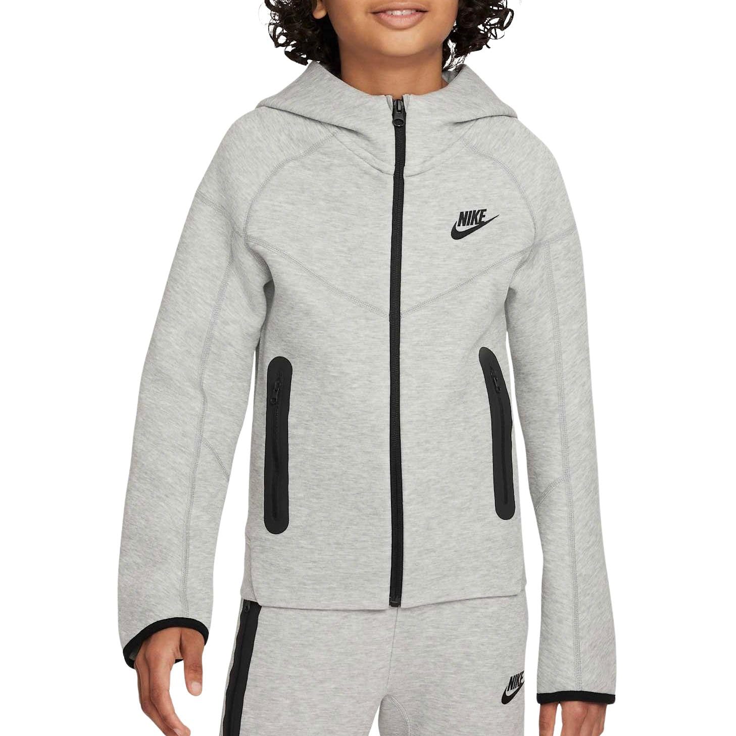 Nike FD3286-063 B NSW TECH FLC FZ Sweatshirt Boy's DK Grey Heather