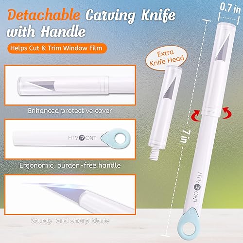 Miniatura 7 de HTVRONT Vinilo permanente blanco de 12 pulgadas x 11 pies para Cricut y kit de película de ventana de 4 piezas