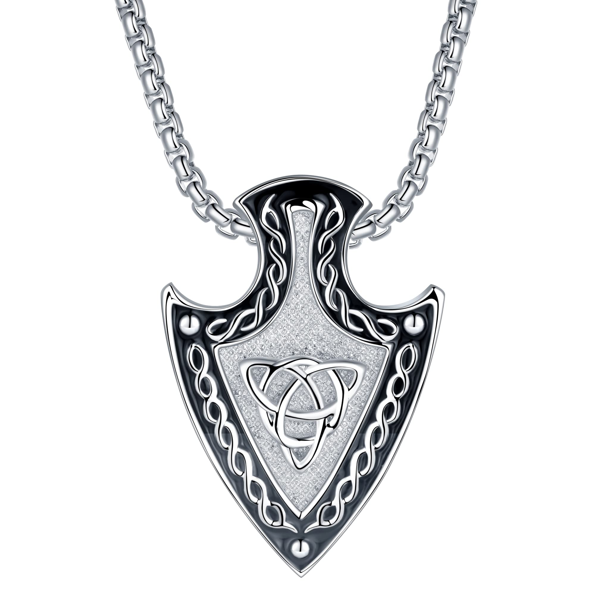 REIOT Collar de flecha vikinga para hombre, collar de acero inoxidable, collar con colgante de flecha vikinga de estilo vintage plateado