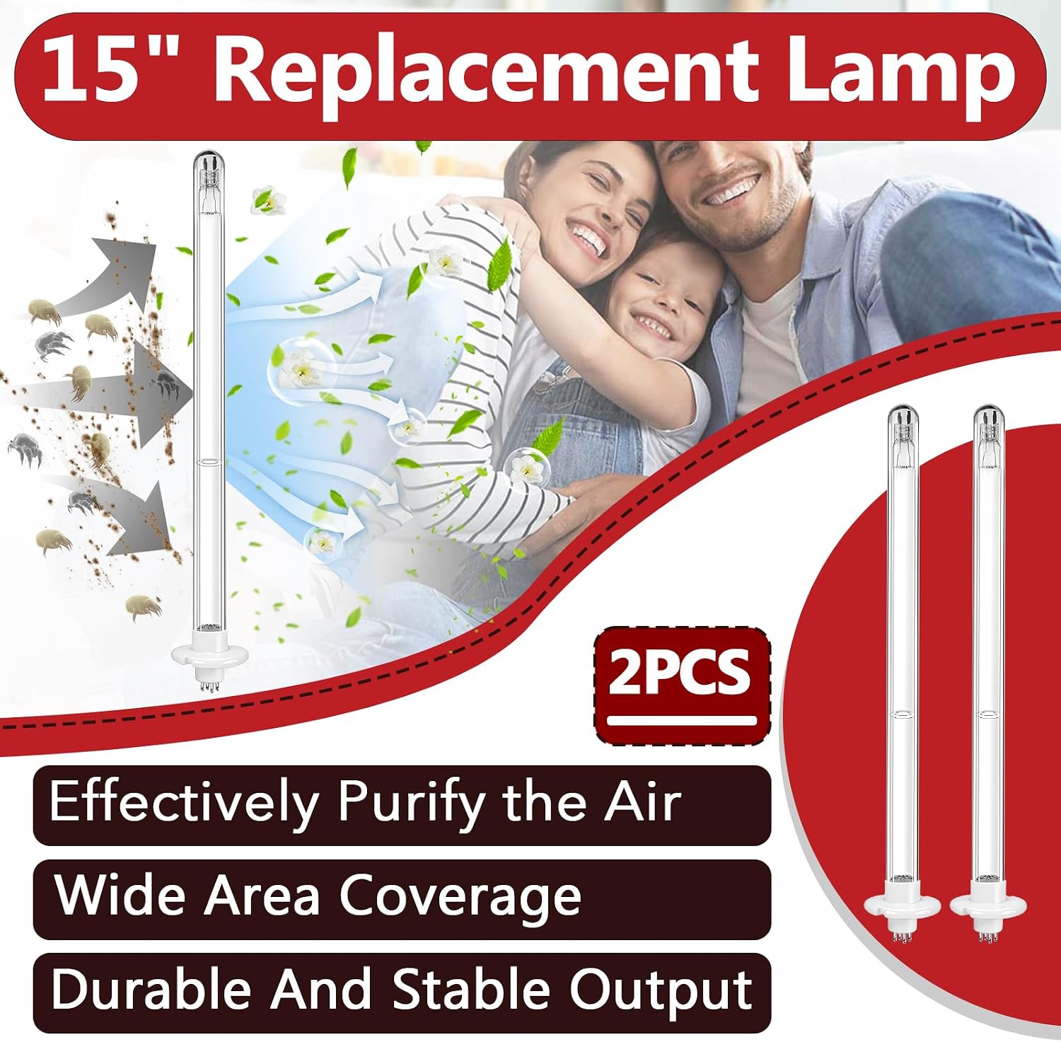 2 Pcs TUVL-215 TUVL-200-E 15 Inches Replacement Bulb | Compatible with Fresh Air Blue-Tube, APCO MAG 15, 17W 254nm 15" Replacement Lamp, Non-OEM