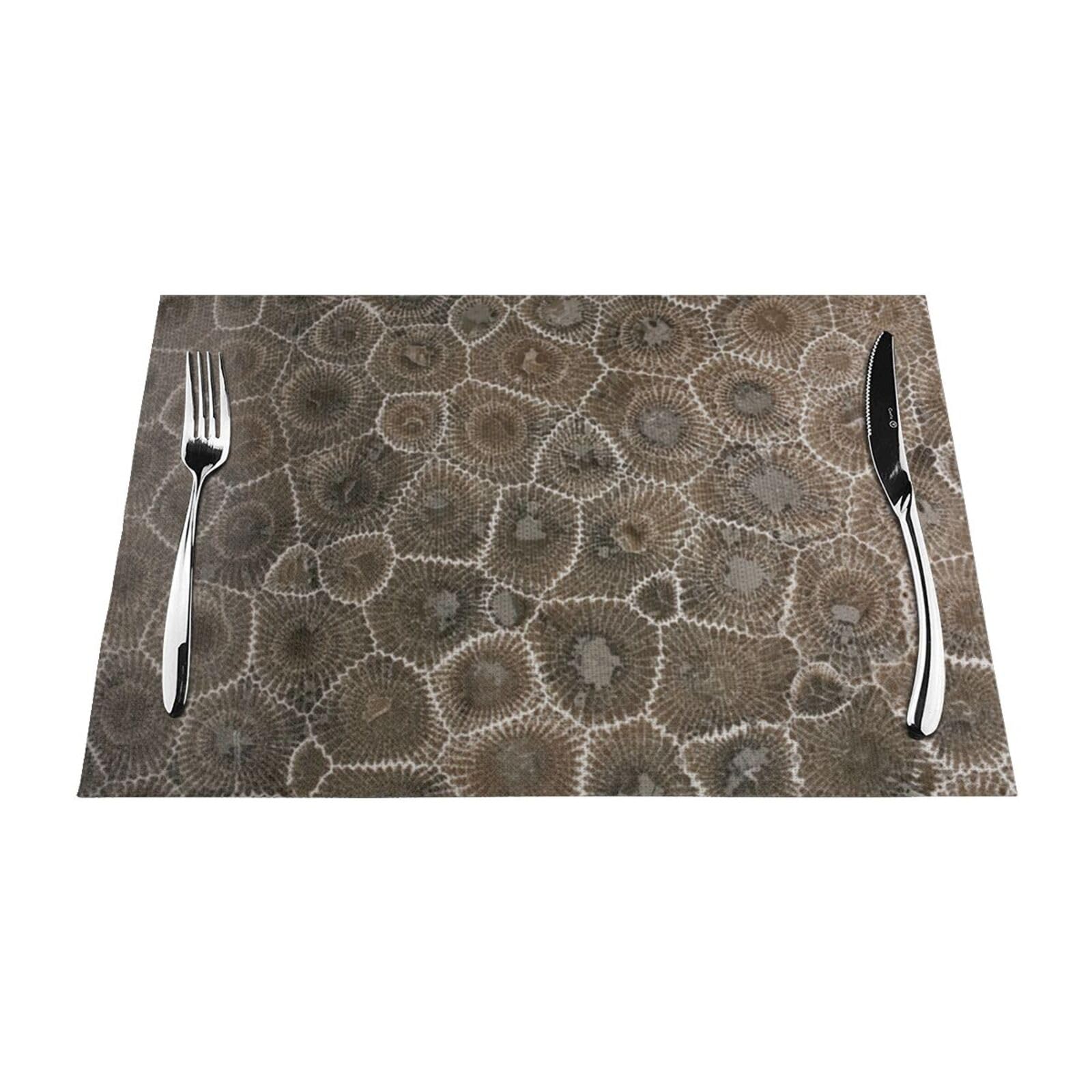 PVC Placemat Set of 1 PCS, 45x30 CM, Petoskey Stone Printed Non-Slip Heat Resistant Place Mats for Kitchen Dining Table Indoor Outdoor