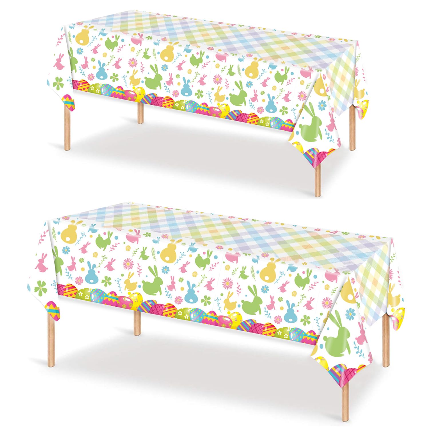 2P Easter Plastic Tablecloth,Easter Eggs Tablecloth,137*274cm Easters Bunny Table Cloth,Waterproof Reusable Easters Table Clothes,Rectangle Wipeable Party Table Cover for Spring EasterDecorations โ image 1