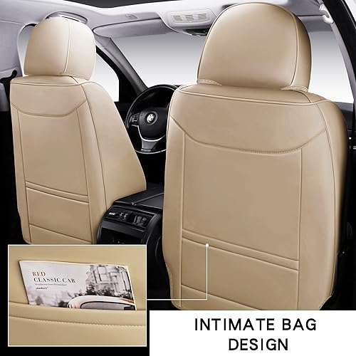 Miniatura 9 de Fundas de asiento de automóvil de piel sintética de cobertura completa, ajuste universal para automóviles, camiones, sedanes y SUV con cuero