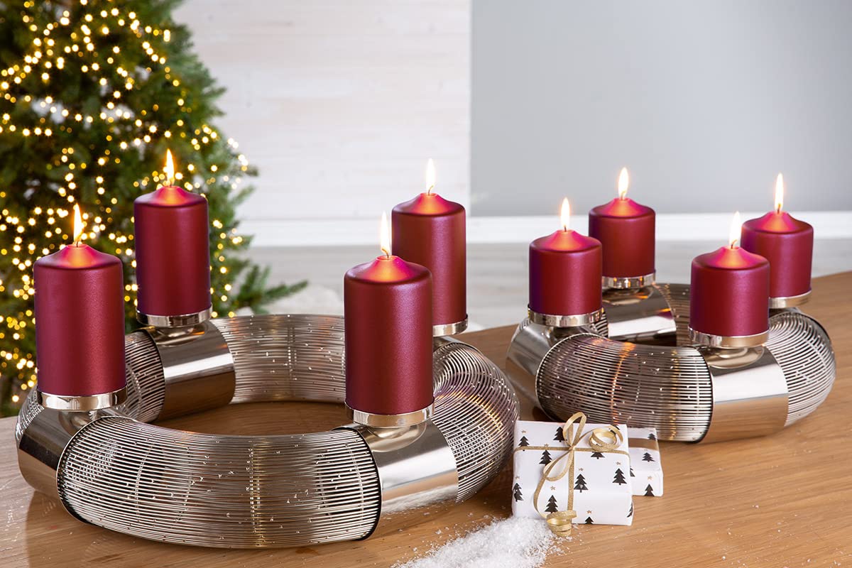 GILDE Adventskranz - 4 flammiger Kerzen Leuchter - Adventsdeko aus Edelstahl - für 4 Kerzen - Farbe: Silber - Ø 37 cm
