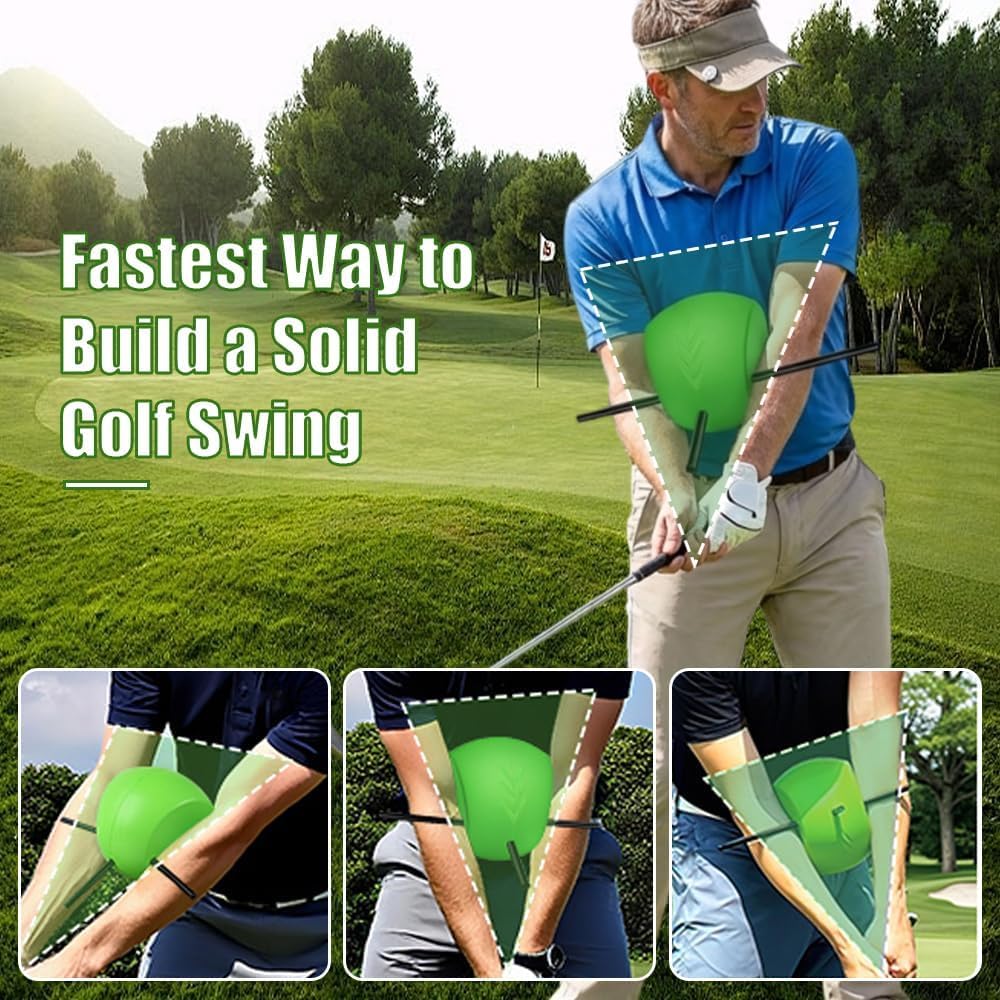 HoldOneLight Ayuda de entrenamiento de swing de golf, pelota de entrenamiento de golf, cabezal de varilla de alineación único, ayuda a entrenar la mecánica de swing adecuada, estructura del brazo