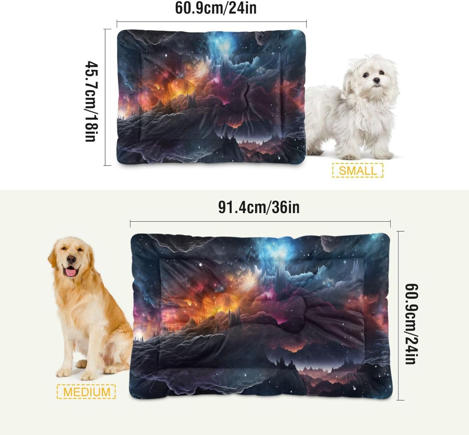 review Space Galaxy Crate Pet Bed, Portable Washable Dog Cat Mat, Soft Comfortable Pet Mattress with Non-Slip Bottom for Dogs Cats Sleeping, 36 x 24 Inch