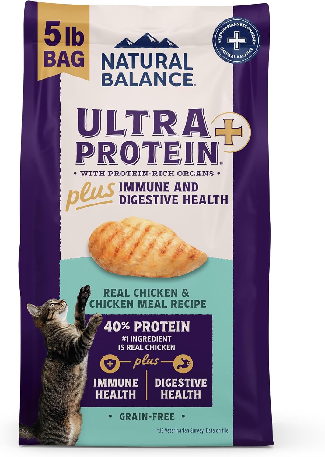 Natural Balance Ultra Protein Plus Dry Cat Food, Immune & Digestive Health Real Chicken & Chicken Meal Recipe with Nutrient-Rich Organs, High Protein Cat Food for Picky Cats – 5 lbs. Natural Balance Ultra Protein Plus Dry Cat Food, Immune & Digestive Health Real Chicken & Chicken Meal Recipe with Nutrient-Rich Organs, High Protein Cat Food for Picky Cats – 5 lbs.