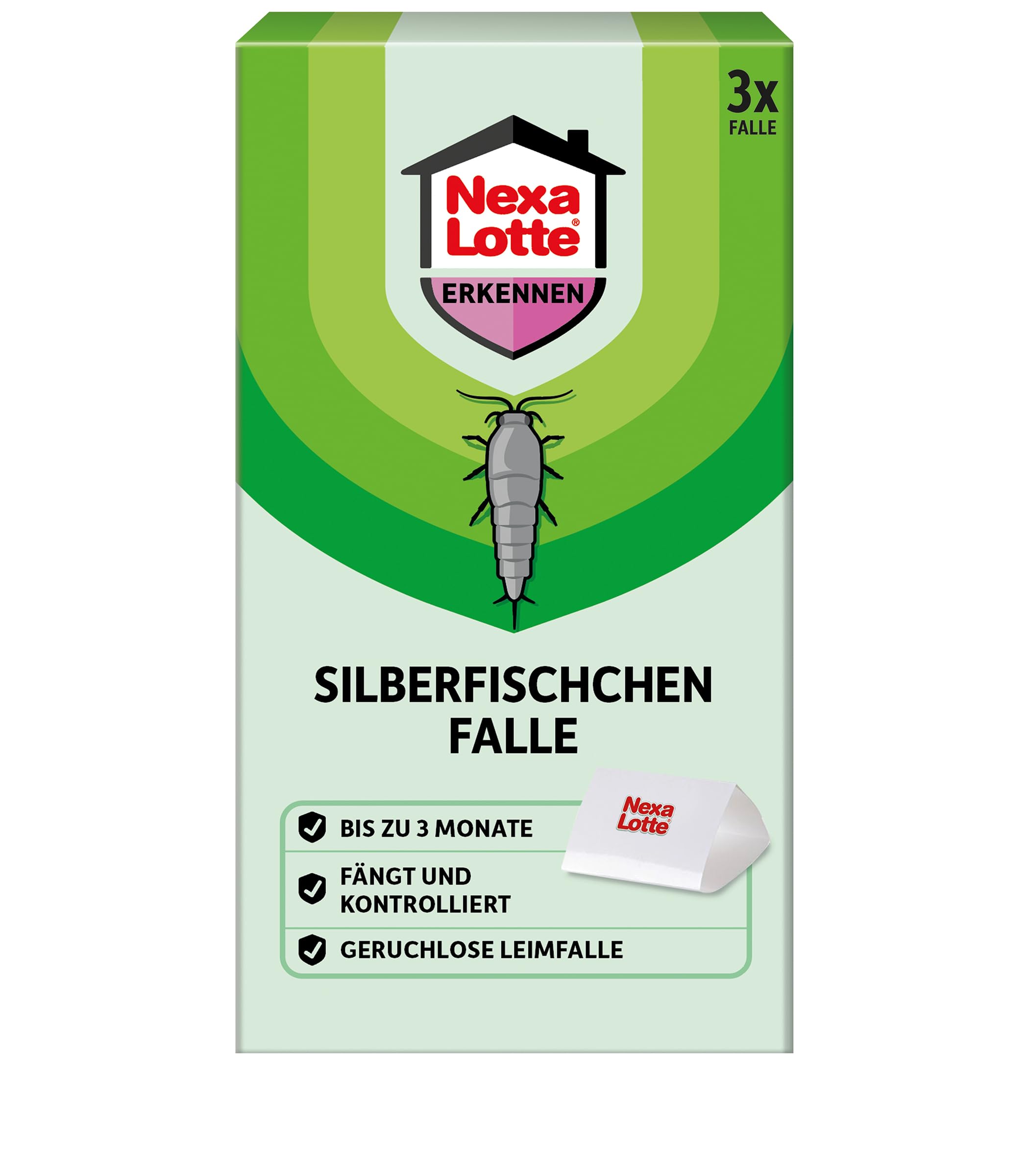 Nexa Lotte Silberfischchen Falle 3 Stück, Grün