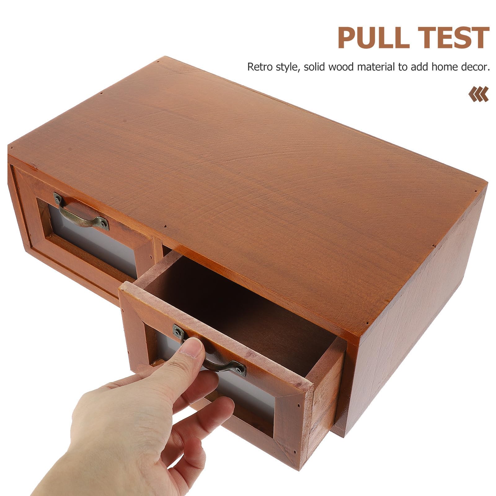 Caja de Almacenamiento Tipo Cajón de Madera Marrón para Oficina y Salón