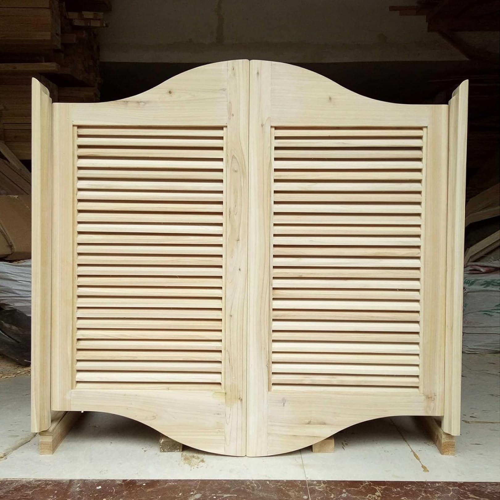 Large Swinging Door Wood Saloon Swing Door Unfinished, Retro Bar Cafe Pub Swing Saloon Doors with Auto Close Hinges (Size : W105cmXH90cm)