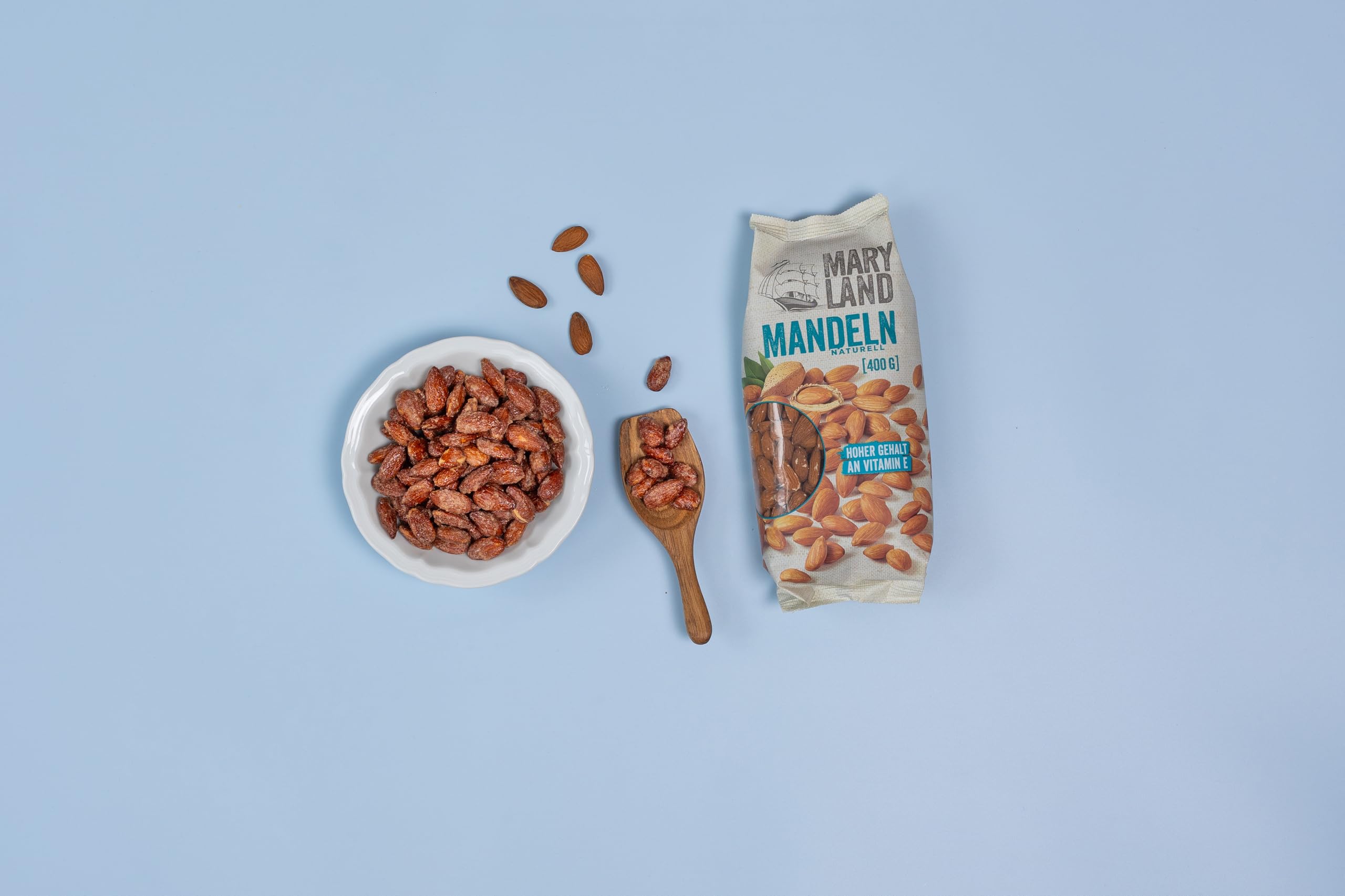 Maryland Mandeln 400g Beutel 6er Pack – Mandeln naturbelassen, vegan, frei von künstlichen Aromen, ohne Zusatzstoffe – Im praktischen Großformat genießen (6 x 400g)