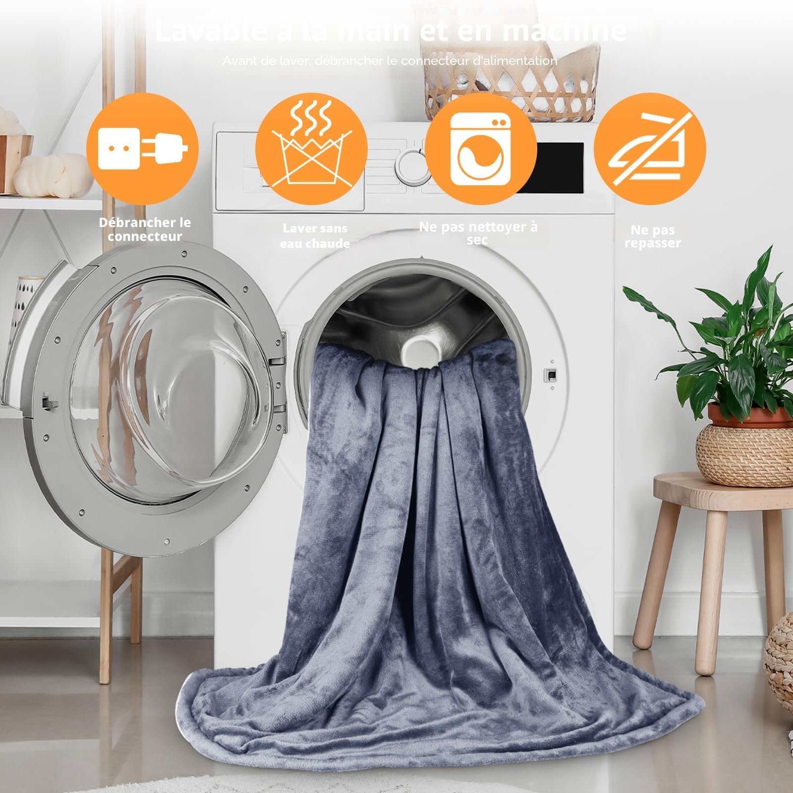 PROALLER Couverture Chauffante 190x130 CM, Double Flanelle Polaire Sherpa Lavable en Machine, Minuterie 9h et 10 Réglages de Chaleur, Couverture Chauffante 2 Places