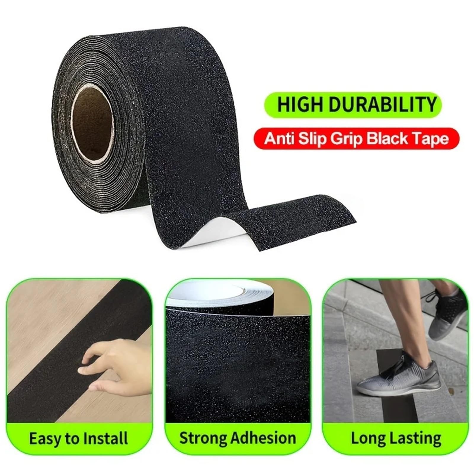Cinta Antideslizante Cinta de Agarre de Seguridad Antideslizante (2 Rollos) for Interiores y Exteriores, Fuerte Adhesivo, Cinta de tracción de Seguridad for escaleras y Suelos.(10CMX10M)