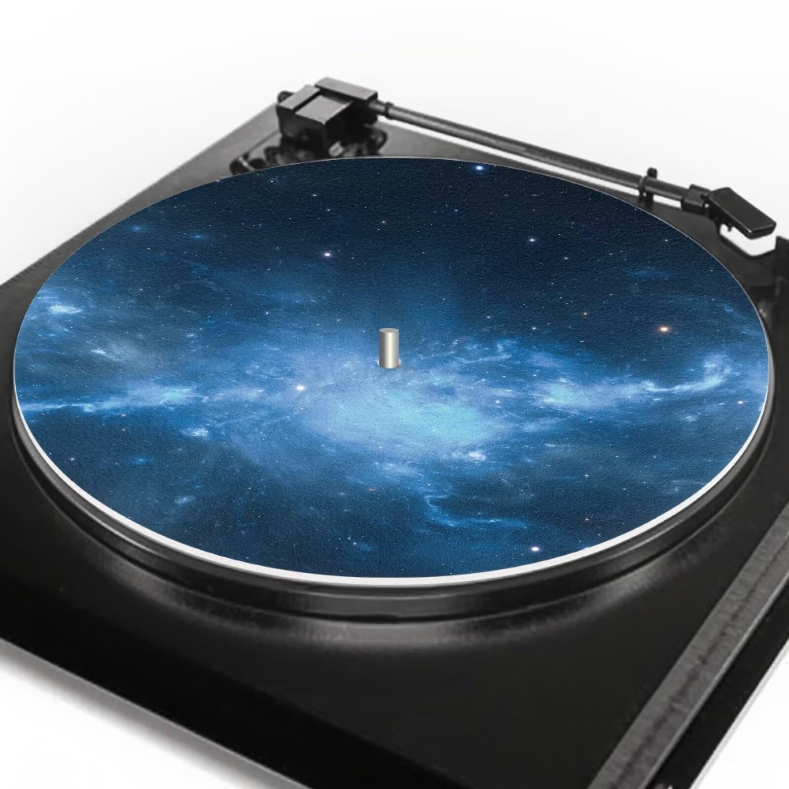 Qehuruxo Galaxy Blue Turntable Platter Mat Slipmat Anti-Static for 12 Inches LP Vinyl Record Player 3mm Turntable Mat, Reduce Noise and Dust Enhance Sound Quality