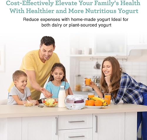 Miniatura 22 de Euro Cuisine YM80 Máquina eléctrica para hacer yogurt - Promueve la salud intestinal con yogur casero rico en probióticos - Incubadora de yogur