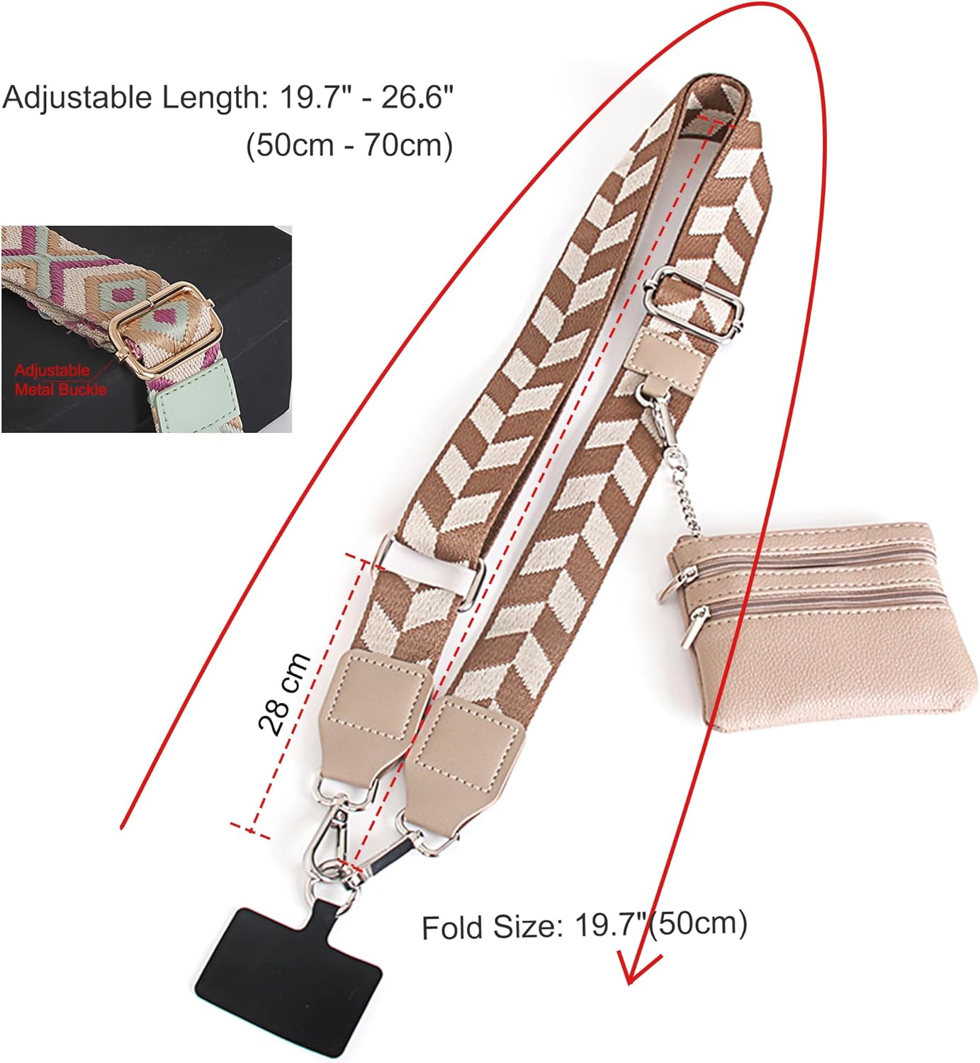 Clip and Go Strap for Phone with Wallet Crossbody, Adjustable Phone Lanyard with Wallet, Phone Strap with Zippered Pouch, Crossbody Phones Lanyards for All iPhone/iPhone 17 Pro Max, Khaki