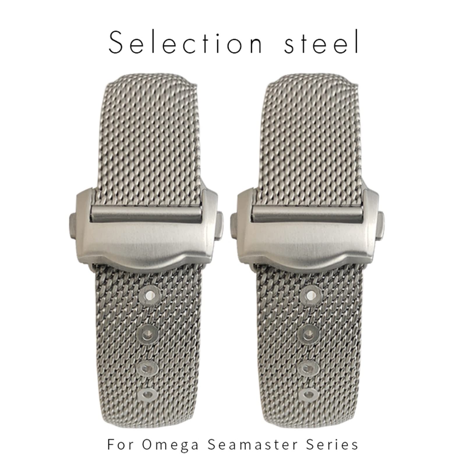 Paski do zegarków ze stali nierdzewnej 316L 20 mm pasek do zegarka Omega 007 Seamster 300 Siver metalowy tkany pasek do zegarka
