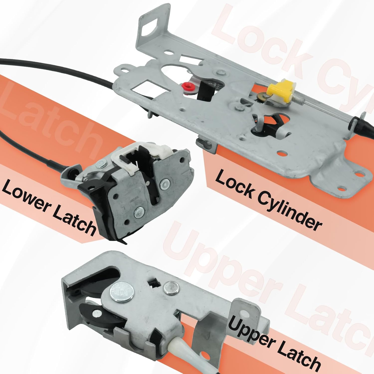 Rear Door Latch Assembly, Left Driver Side Lock Actuator Upper and Lower Latches Assembly, Compatible with 2004-2008 Ford F150 Extended Cab Pickup, Replaces 8L3Z-18264A01-B, 6l3Z-18264A01-B