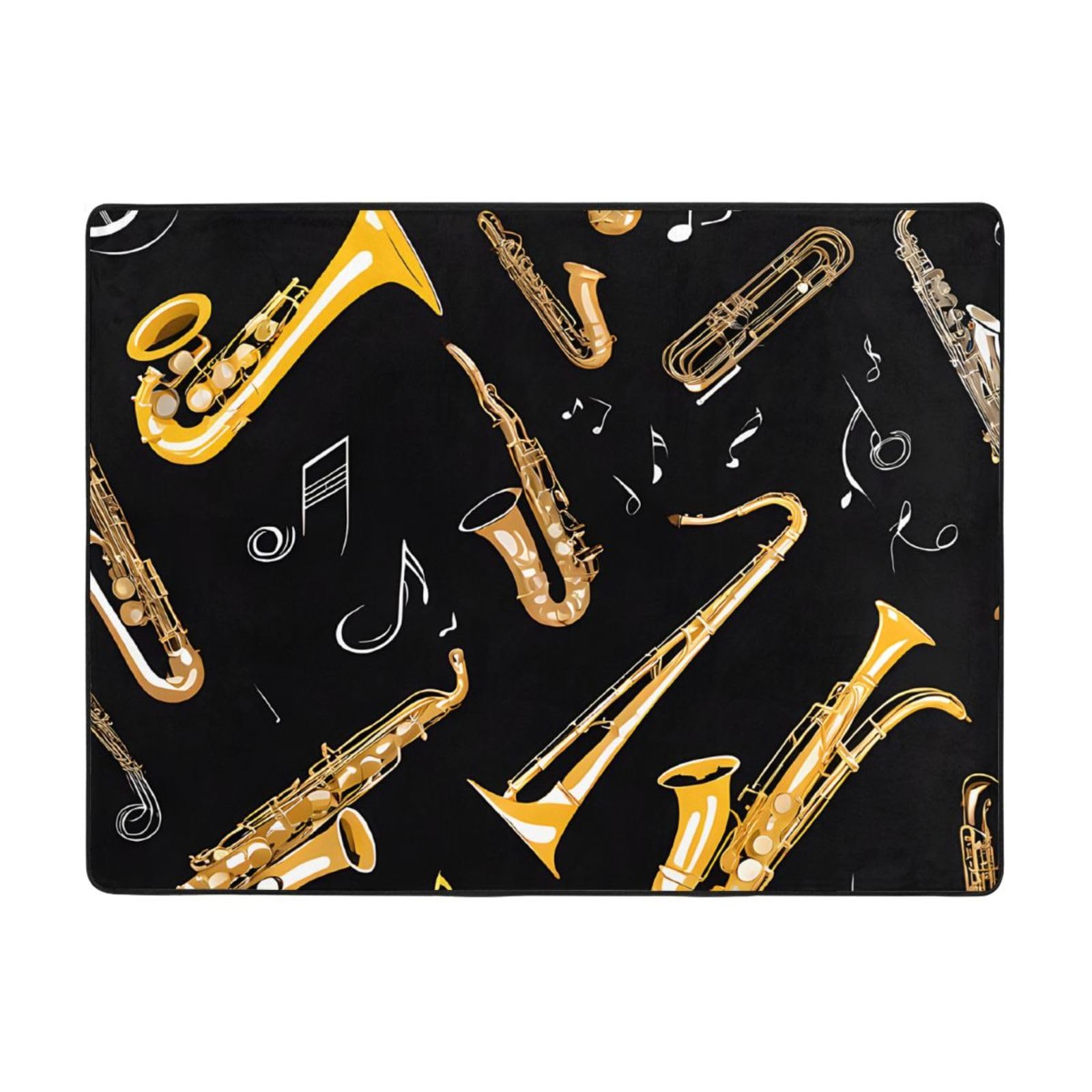 Tapis de chambre moderne motif notes de musique doux 160x121 cm antiderapant