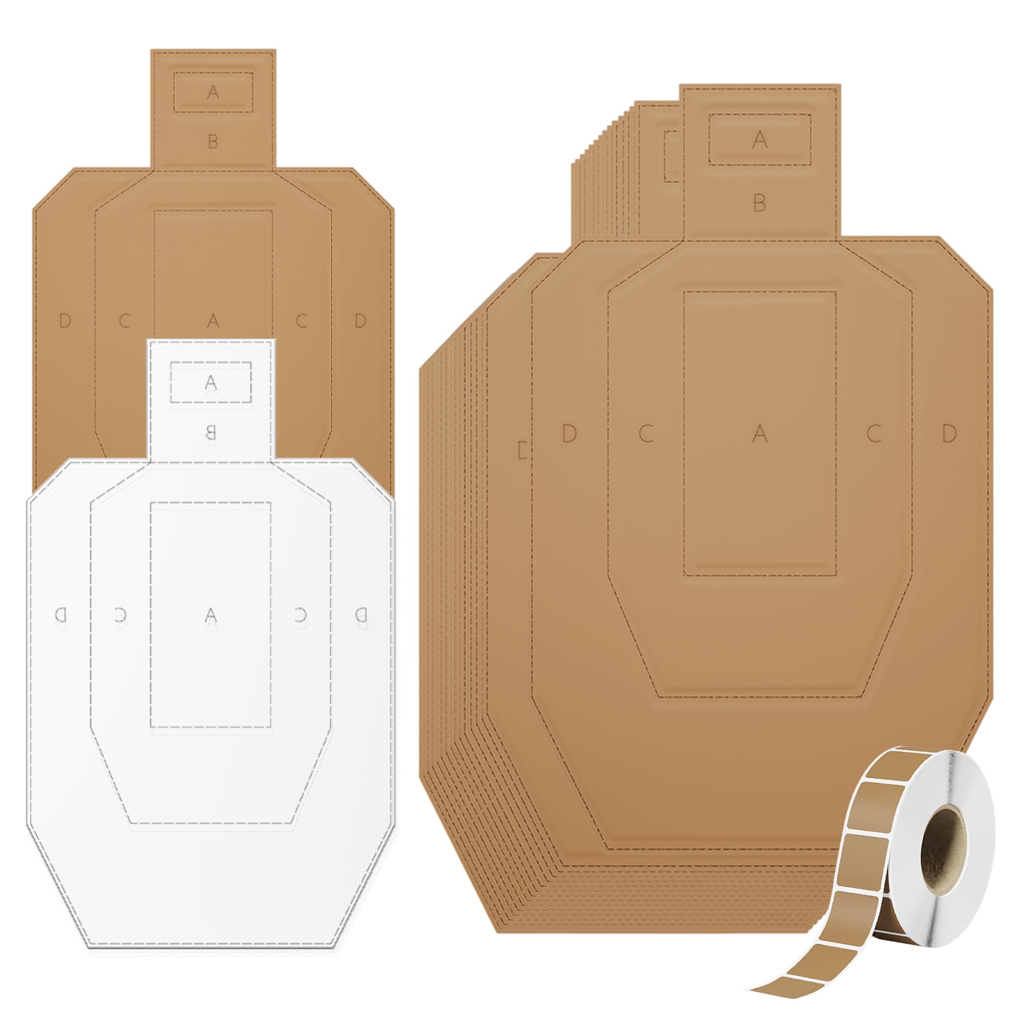 Cardboard Targets for Shooting, 30x18in Classic Silhouette Target with 1000 Pcs Square Target Pasters, Tactical Training