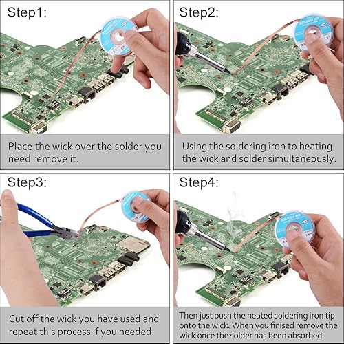 Miniatura 5 de Mecha de soldadura y bomba de desoldadura, boquilla de repuesto, lechón de soldadura, mecha desoldadora, 1 unidad de bomba de vacío de desoldadura