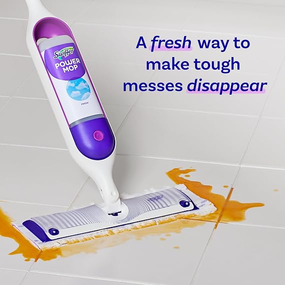 Swiffer PowerMop Liquid Floor Cleaner Refills, Solution for Power Mop, Fresh Scent, 2 Count Mopping Fluid Replacement Bottle, Spray Mops Cleaning Juice, No Bucket Needed, Multi-Surface and Wood