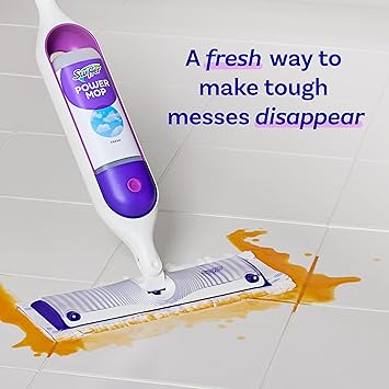 Swiffer PowerMop Liquid Floor Cleaner Refills, Solution for Power Mop, Fresh Scent, 2 Count Mopping Fluid Replacement Bottle, Spray Mops Cleaning Juice, No Bucket Needed, Multi-Surface and Wood