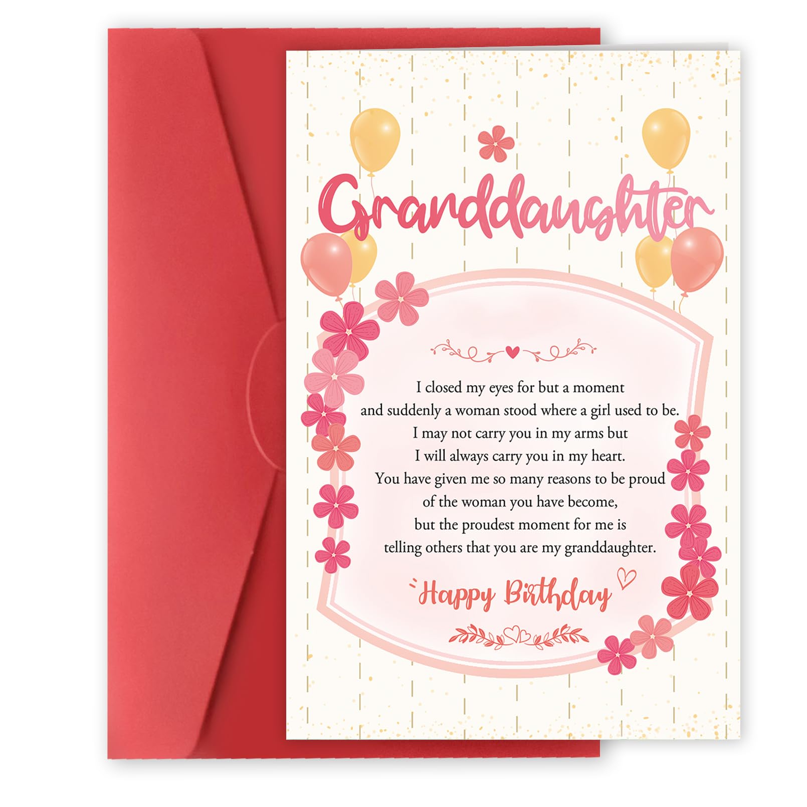 Bestmelo Happy Granddaughter Birthday Card,Birthday Gifts for Granddaughter,Girls Birthday Cards