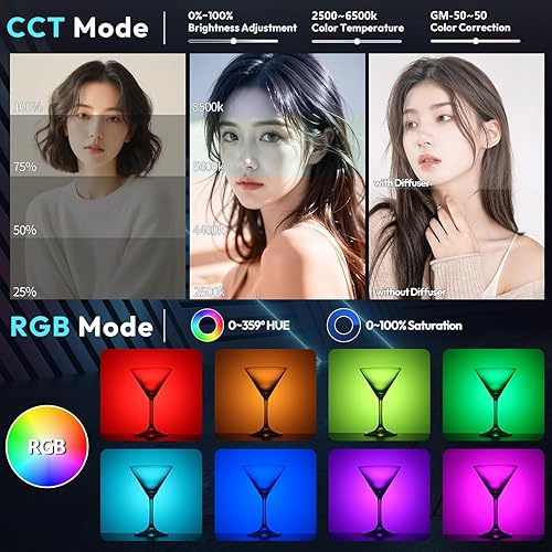 Miniatura 4 de ULANZI Luz de Video LED RGB Portátil de 40W Pro con Adaptador de Corriente DC, Batería Incorporada de 3400mAh, Mini Luz Continua COB de Metal