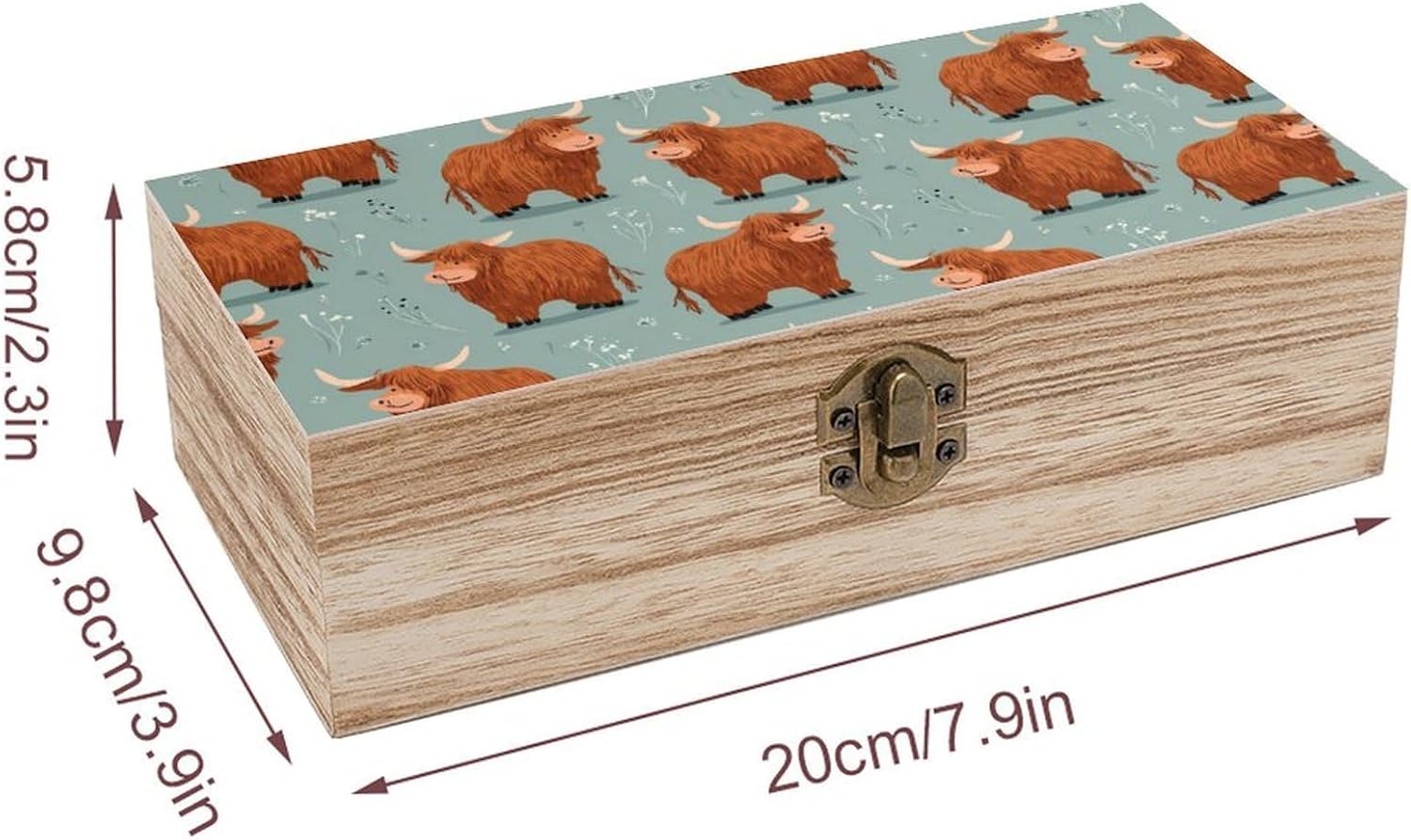 Highland Cow Pattern Funny Storage Boxes with Lid Wood Home Organizer image 2