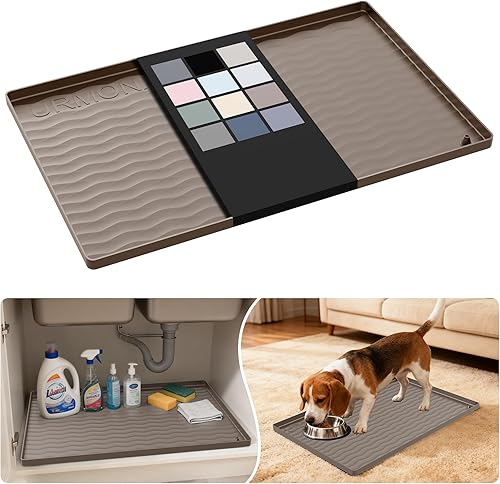 Miniatura 41 de URMONA Tapete de silicona impermeable para debajo del fregadero de 40 x 22 pulgadas, forro para estante de cocina y baño, protector de gabinete y