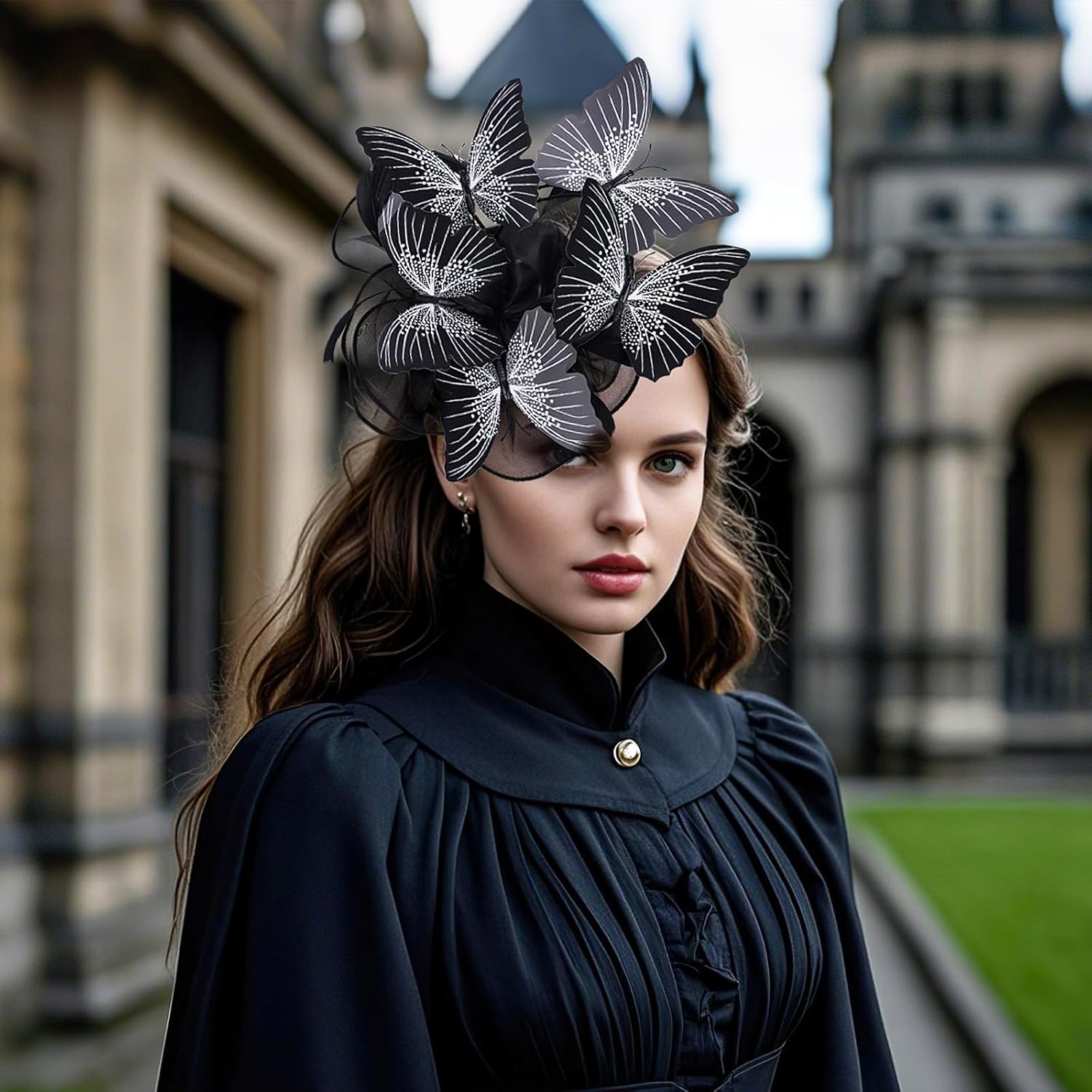 Butterfly Organza Fascinators Hats - Monarch Butterfly Tea Party Hat with Hairpin, 2025 Derby Headwear - Image 2