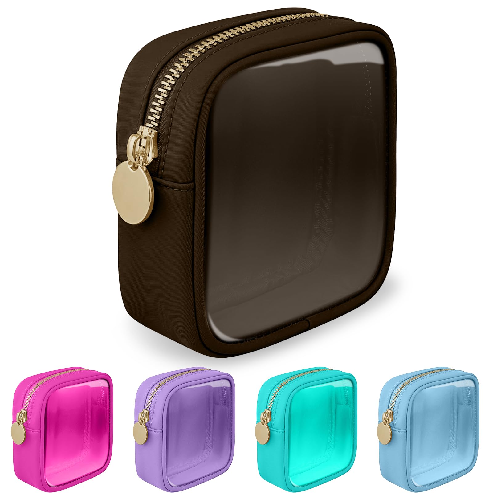 Nylon Mini Clear Makeup Organizer Bag for Purse, Small Cute Black Makeup Bag Preppy Cosmetic Zipper Pouch Purse, Waterproof Travel Coin Pouch Sanitary