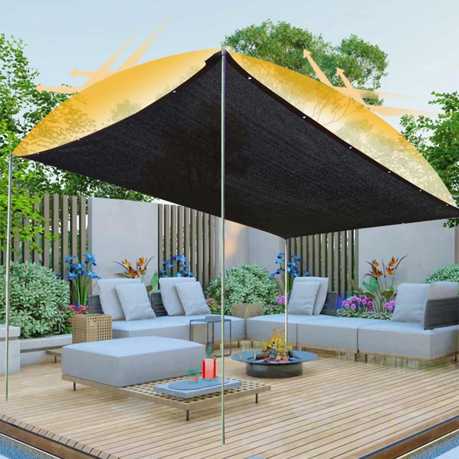 Lona de malla negra con ojales reforzados, 70% de protección UV para patio al aire libre, patio, invernadero, granero (4 x 10 m)