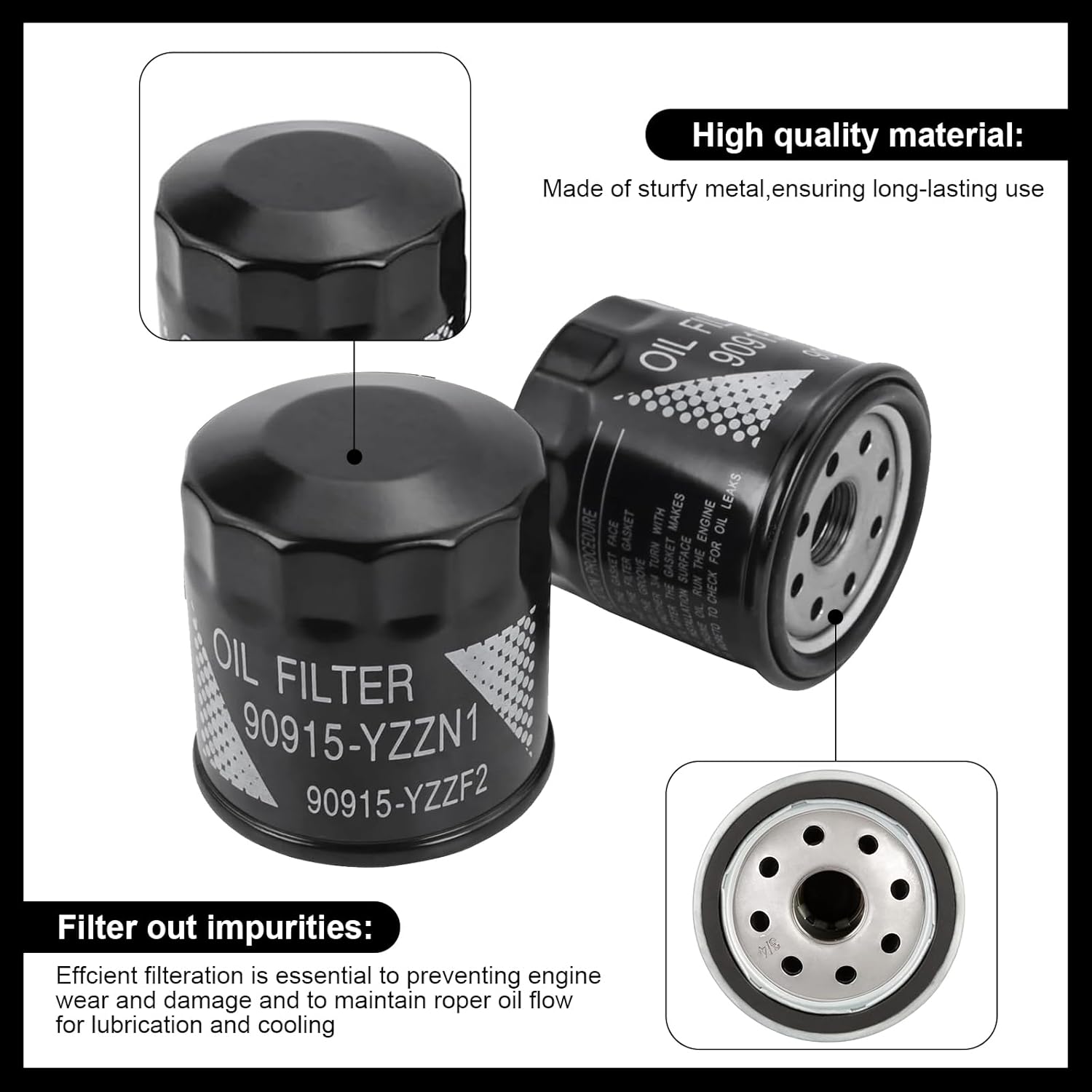 6PCS 90915-YZZN2 90915-YZZN1Engine Oil Filters with Drain Plug Washers Fit For Toyota Prius 1.5L 2001-2009, Corolla 1.8L 1993-2021, Matrix 1.8L 2003-2008, Camry 2.2L 1992-2001, Yaris 1.5L 2006-2019